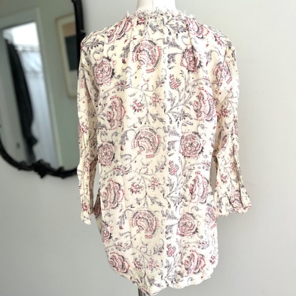 Madewell Floral Print Sheer Casual Crepe Blouse - Picture 5 of 7